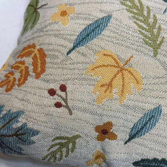 Autumn Leaf Pattern Decorative Throw Pillow 17" X 17"" Beige & Brown Tapestry - Picture 4 of 5